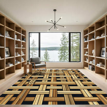 Golden Wheat Woven Textured Earthy Rug