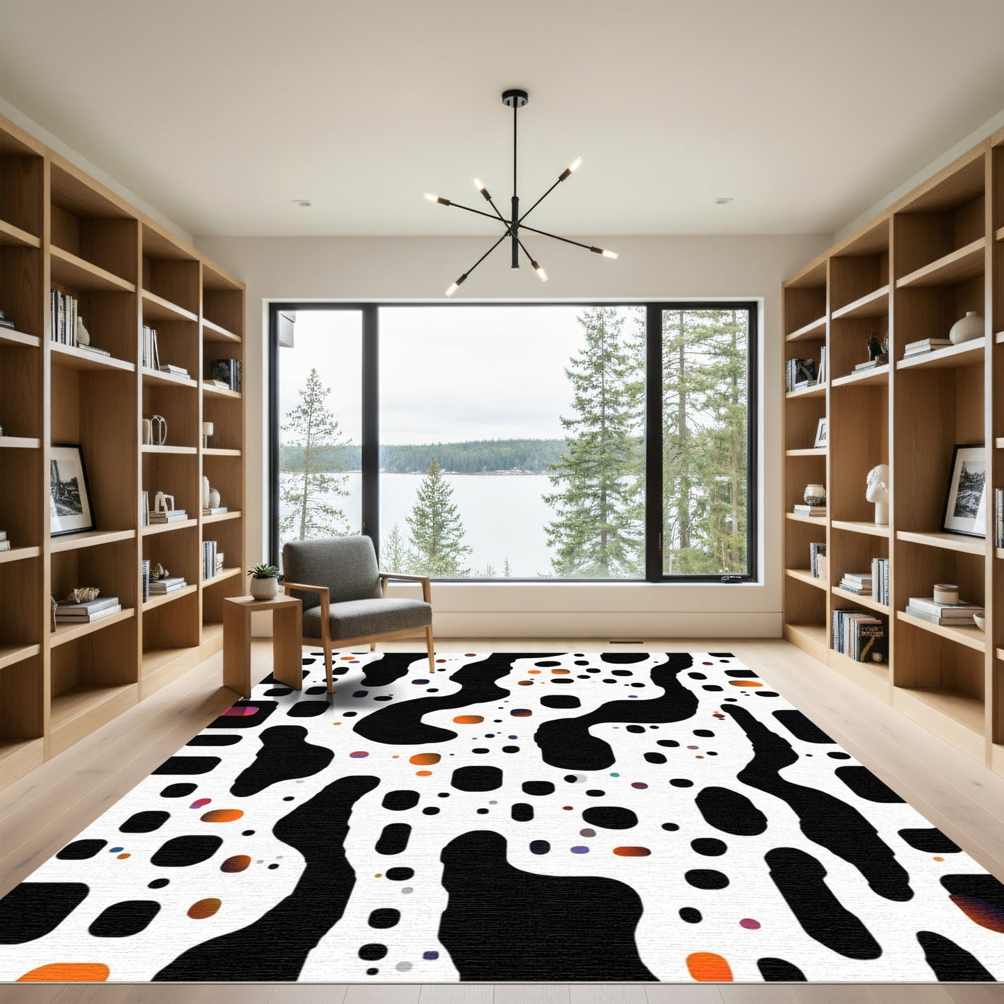 Black Amoeba Dots Gradation Rug