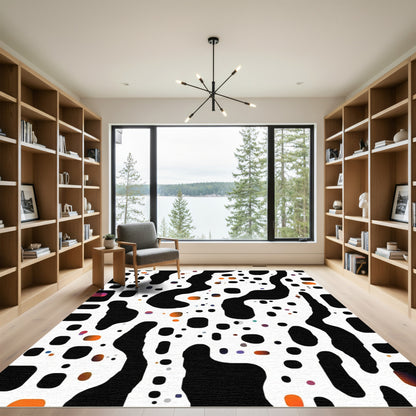 Black Amoeba Dots Gradation Rug