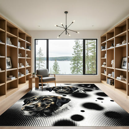 Two Black And Tan Dog Halftones Rug