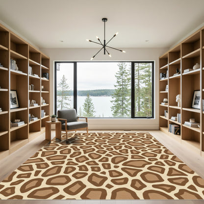 Brown Beige Giraffe Spots Rug