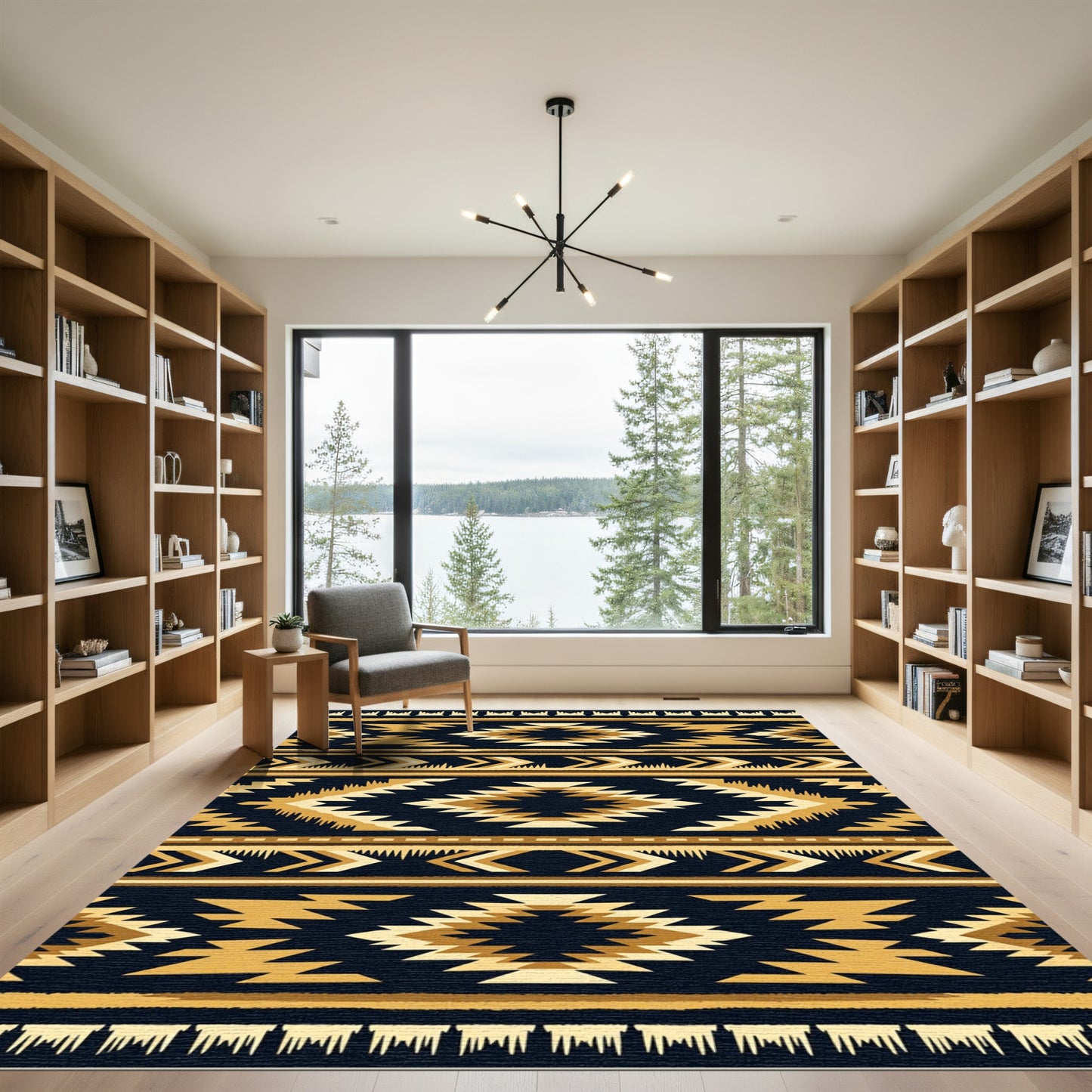 Vibrant Gold Navajo Diamond Stripes Rug