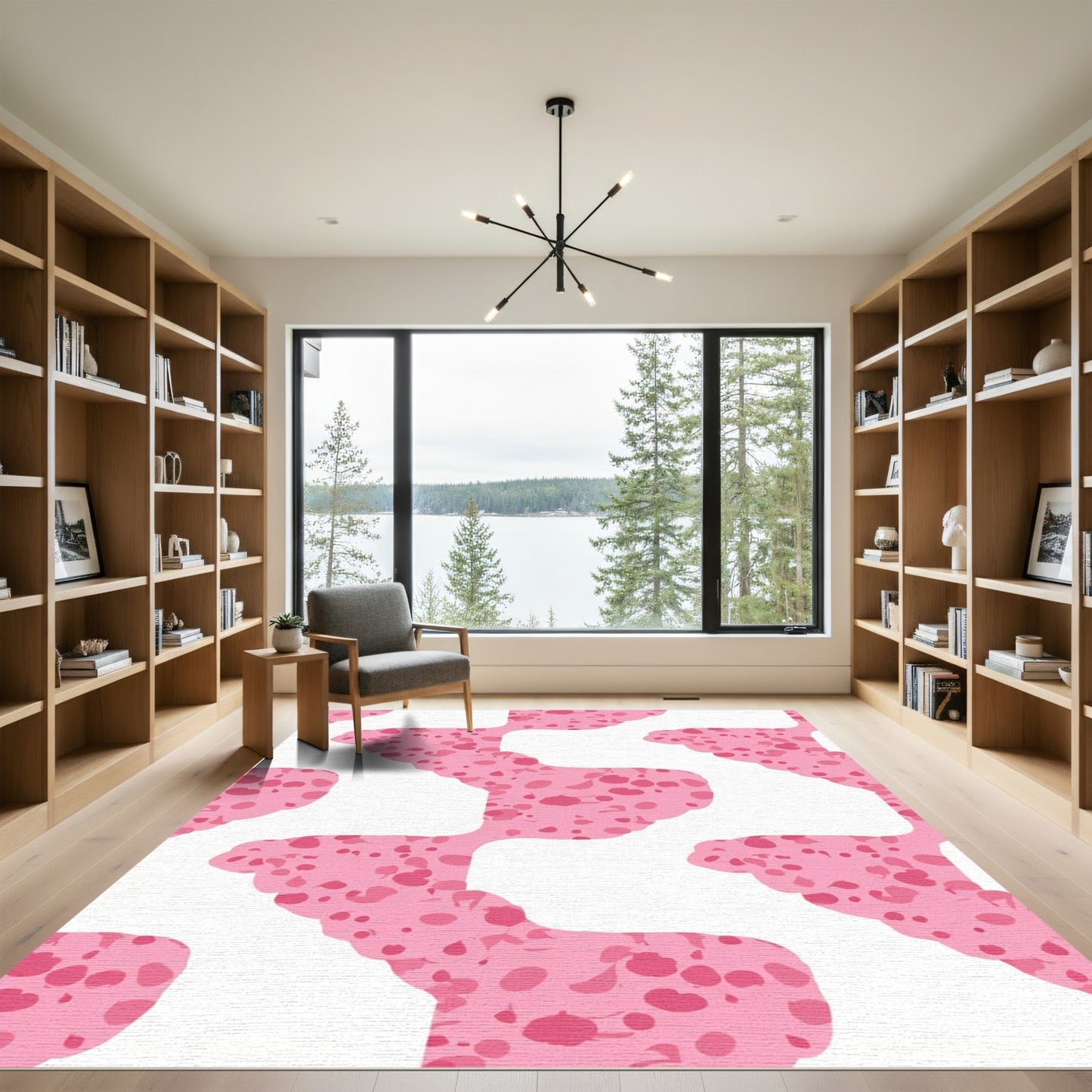 Pink Painted Spots Wave Rug