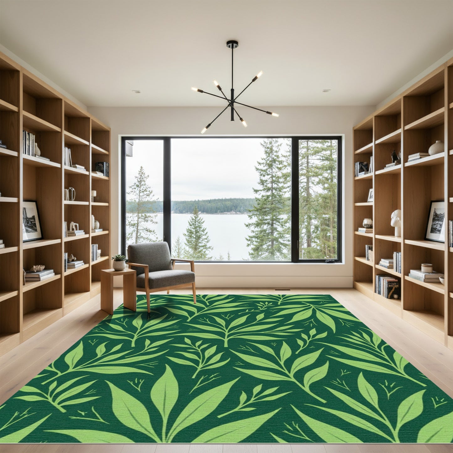 Emerald Green Leafy Branch Ensemble Rug