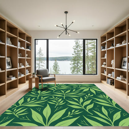 Emerald Green Leafy Branch Ensemble Rug