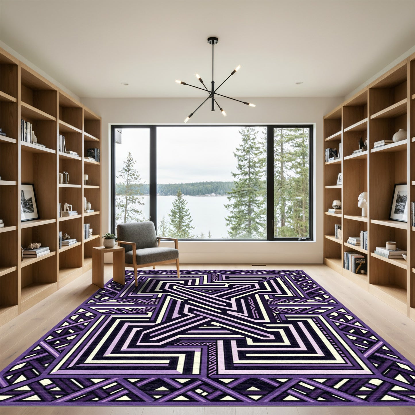 Geometric Lavender Interlocking Maze Rug