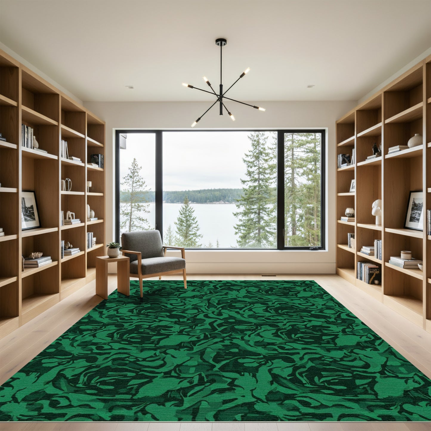 Deep Forest Camouflage Organic Swirls Rug