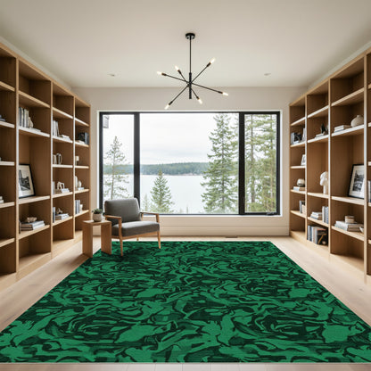 Deep Forest Camouflage Organic Swirls Rug