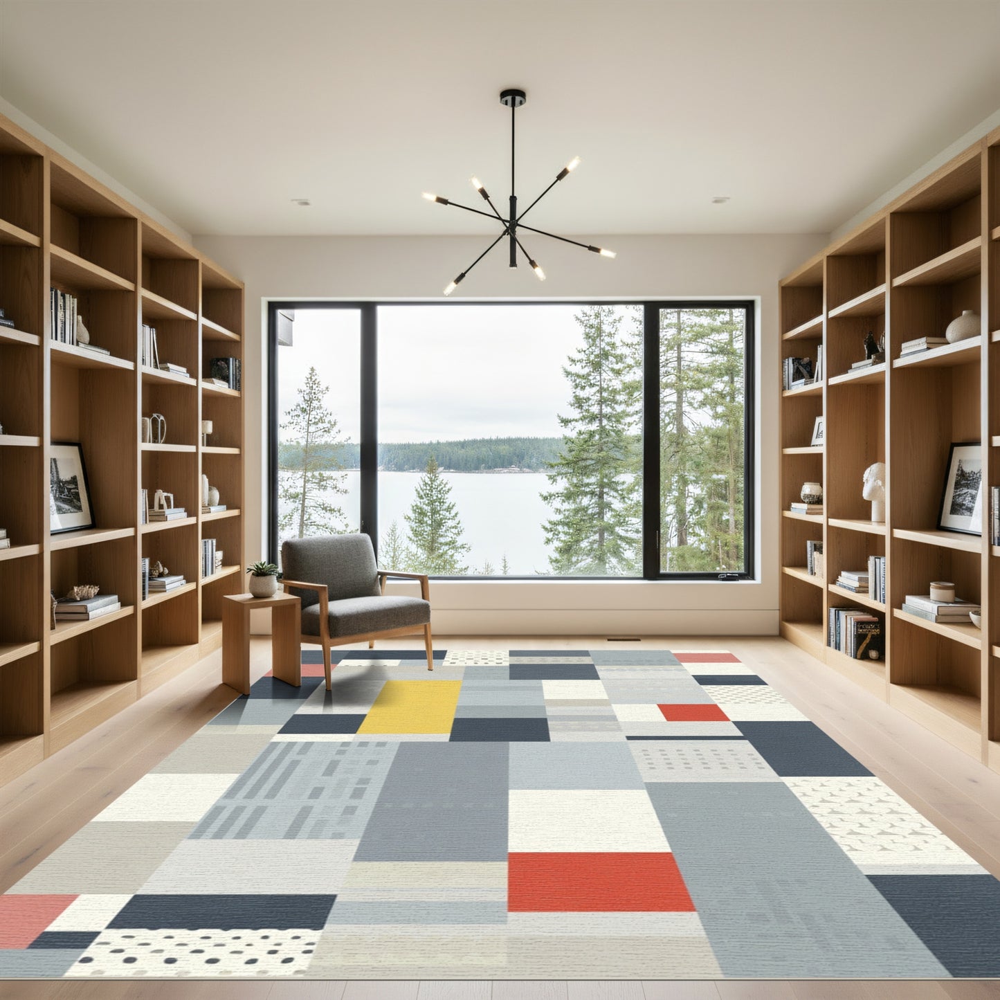 Mid Century Modern Geometric Blocks Rug