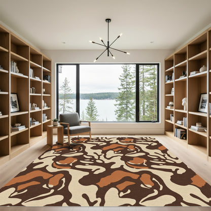 Earthy Abstract Organic Camouflage Rug