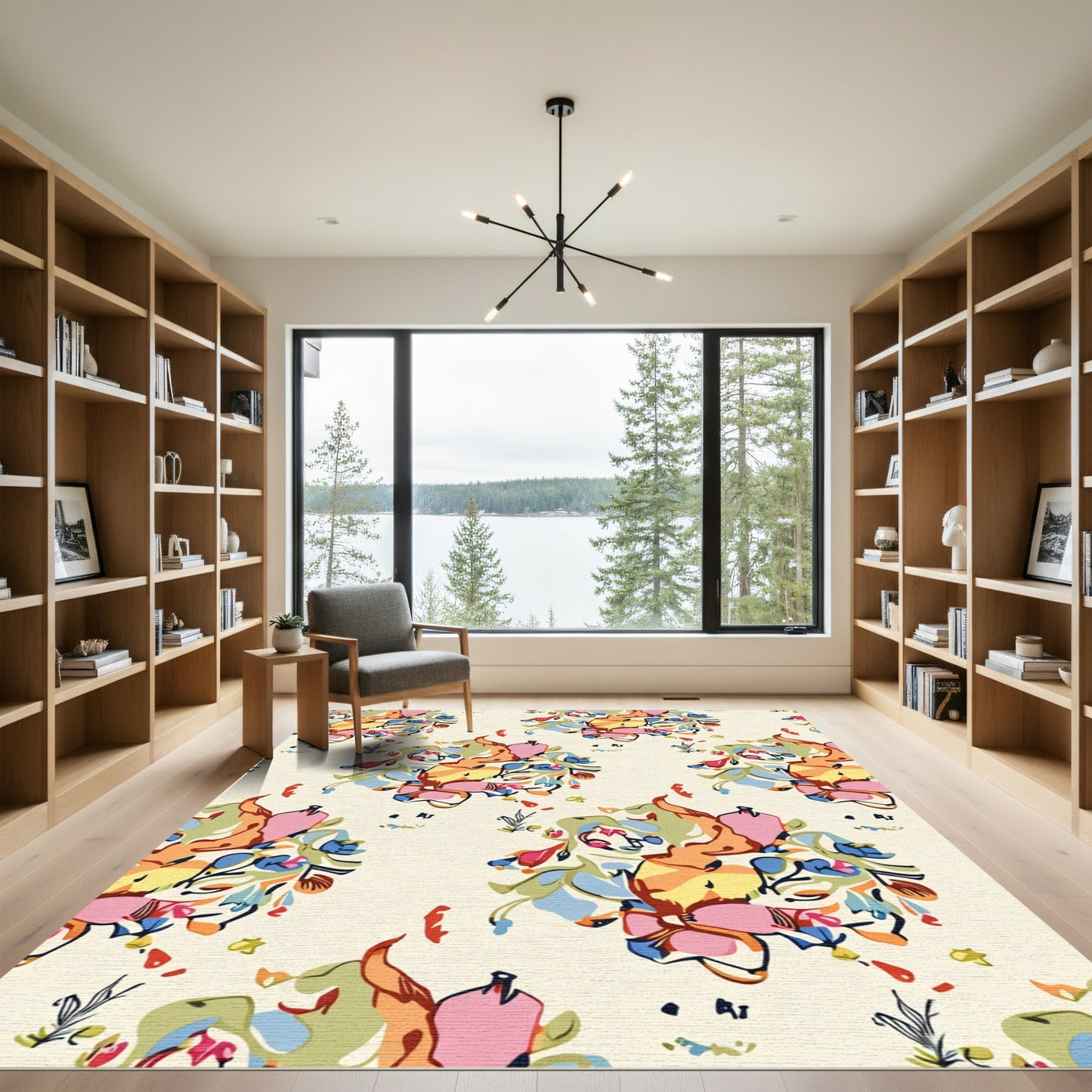 Vibrant Abstract Floral Burst Rug