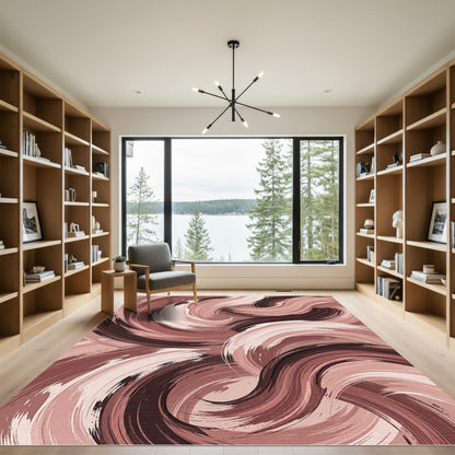 Abstract Earthy Toned Swirls Rug