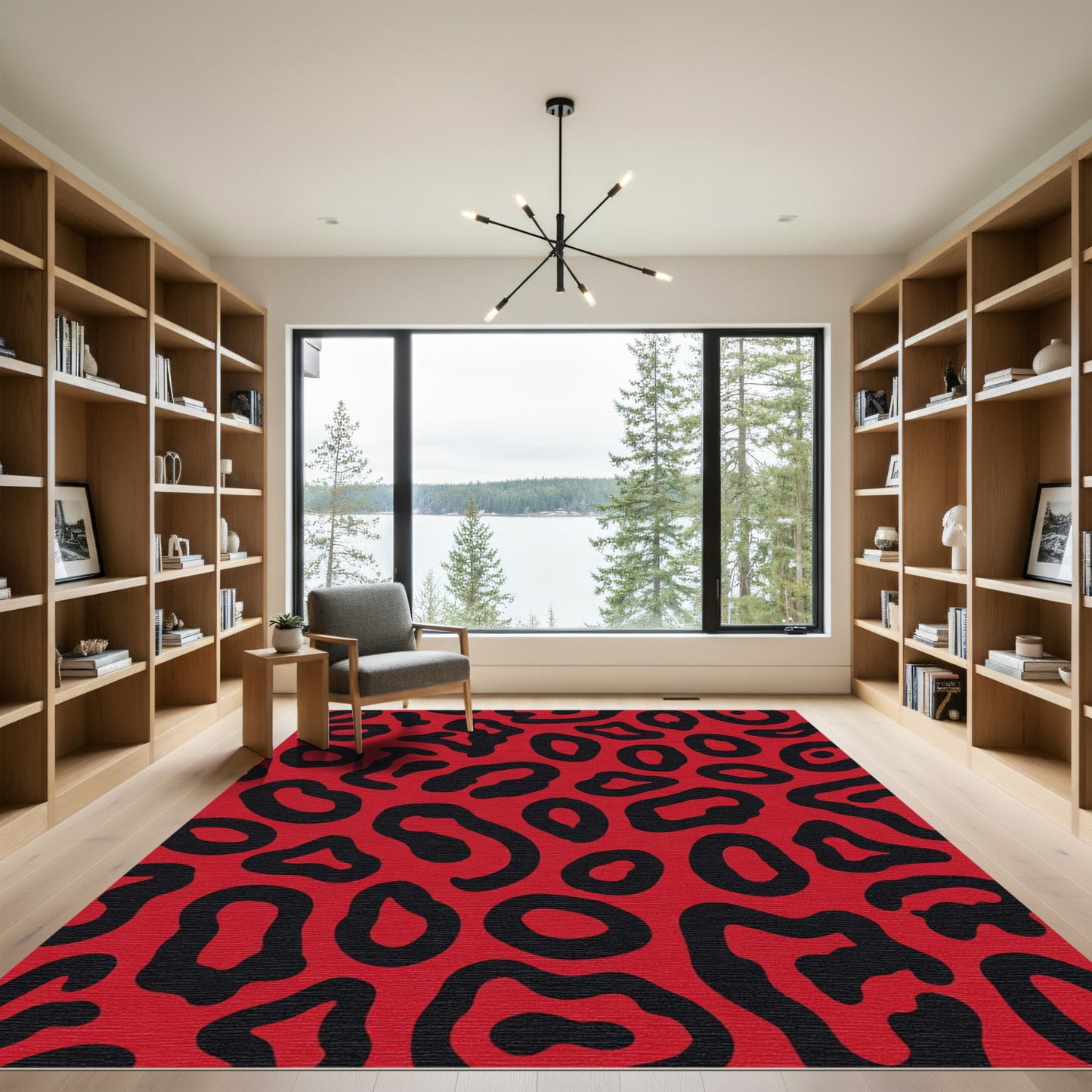 Bold Red Leopard Spots Rug