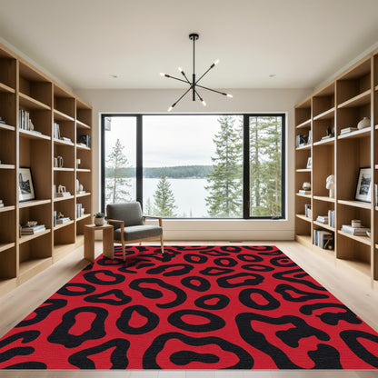 Bold Red Leopard Spots Rug