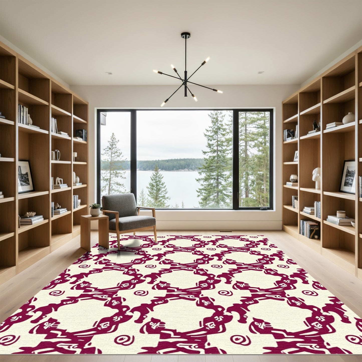 Crimson Swirls Lattice Rug