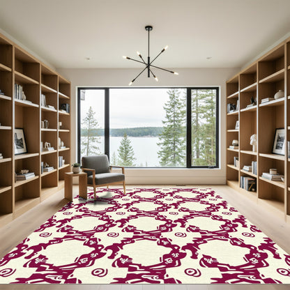 Crimson Swirls Lattice Rug