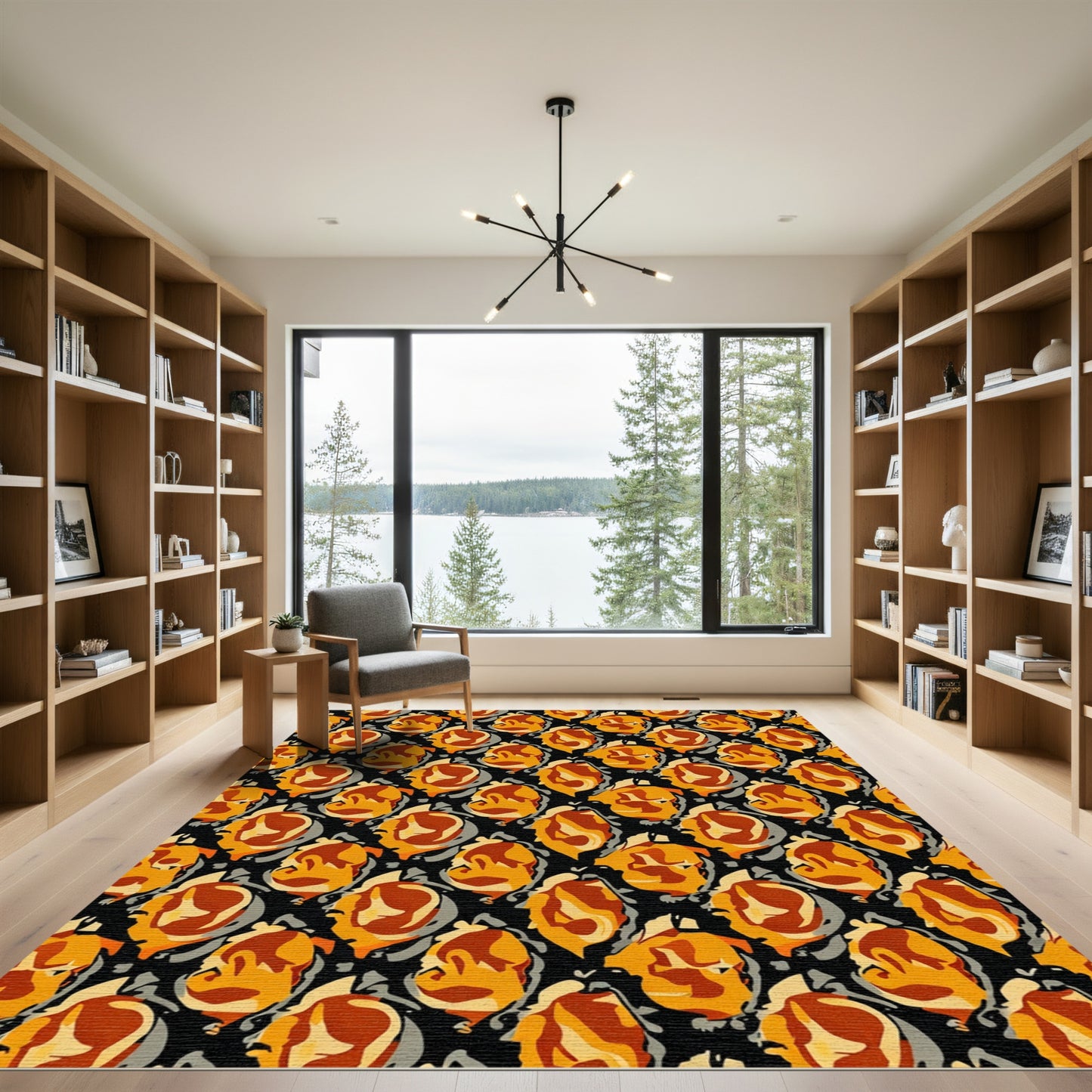 Abstract Earthy Tone Swirling Shapes Rug