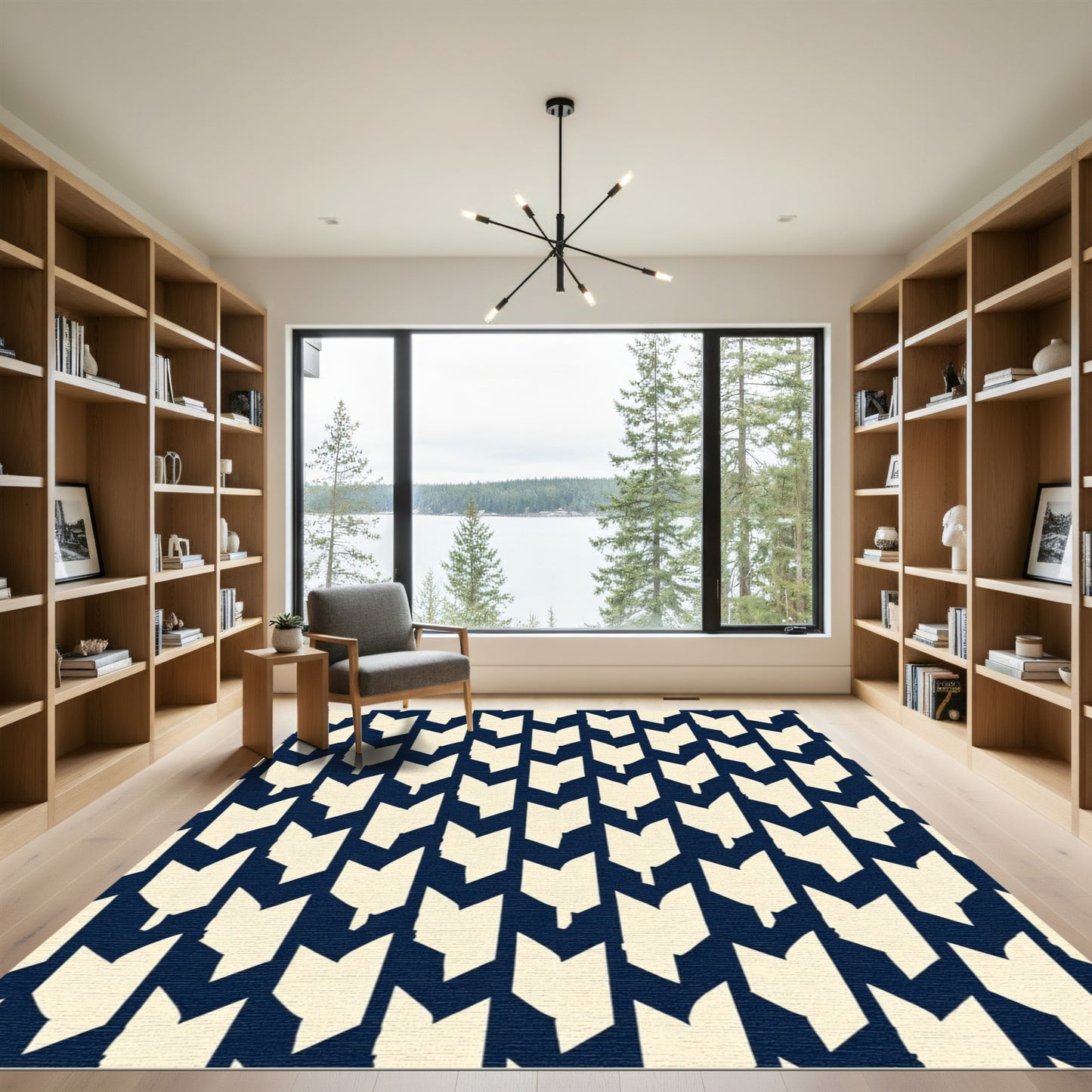 Navy Cream Arrowhead Repeat Rug