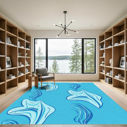 Aqua Swirl Fluid Abstract Elements Rug