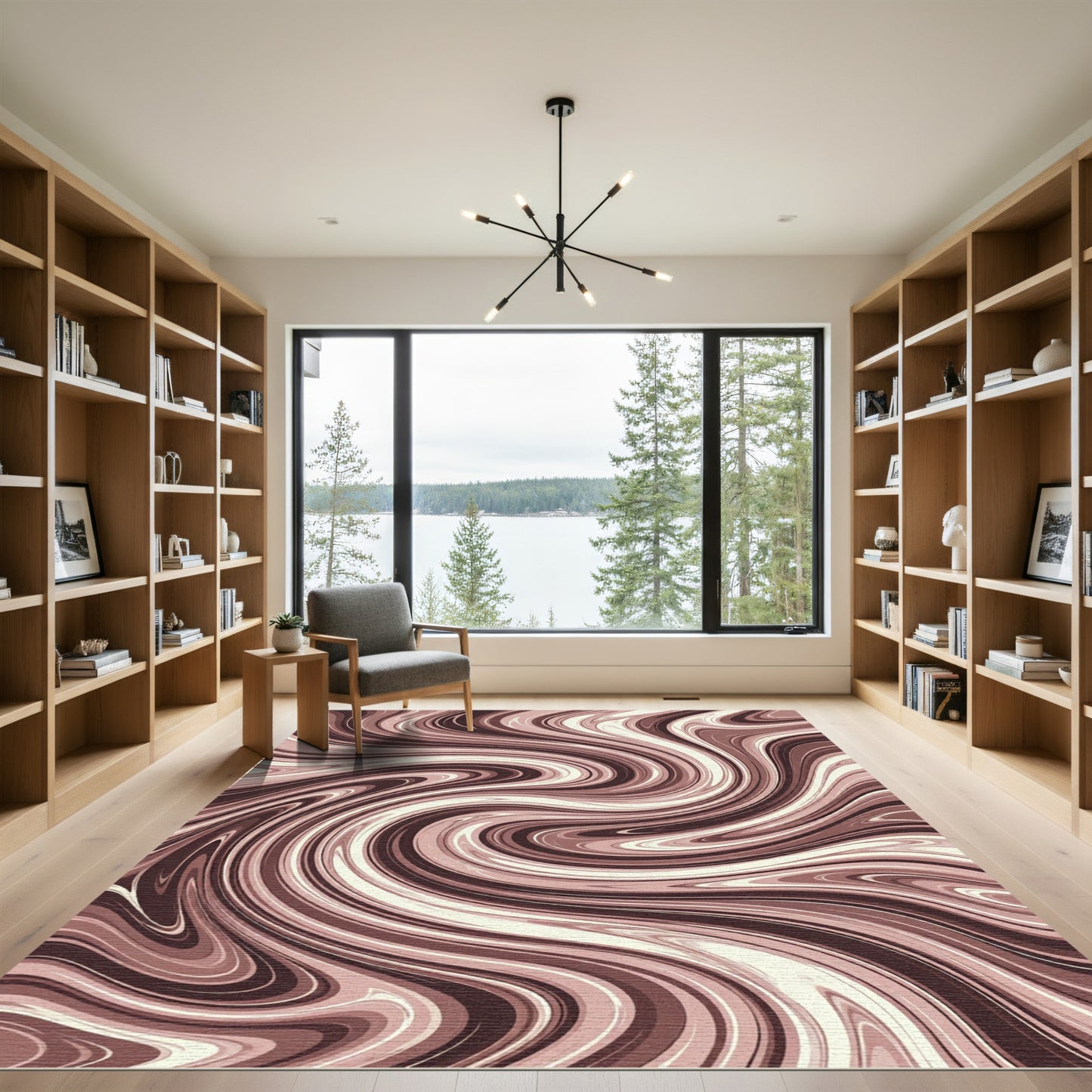 Earthy Pink Swirl Marble Rug
