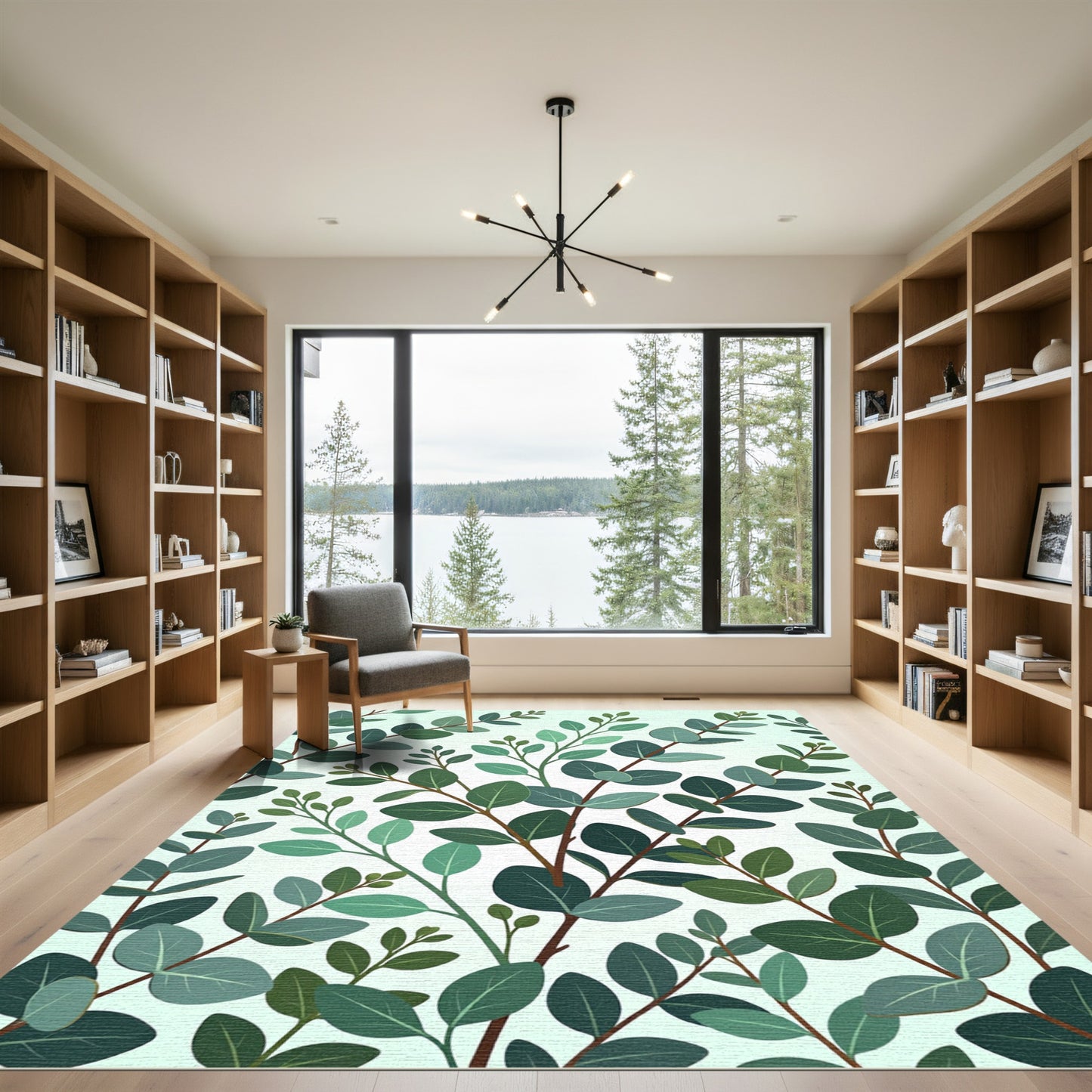 Lush Green Eucalyptus Branch Rug