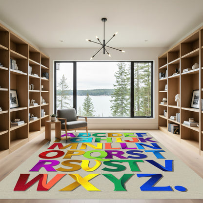 Vibrant Multicolour Alphabet Typographic Art Rug