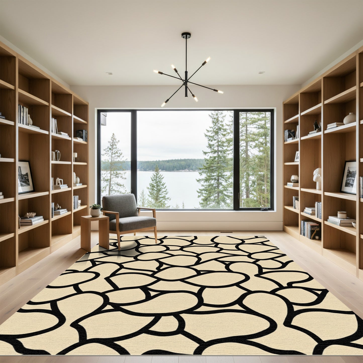 Cream Pebble Abstract Organic Rug