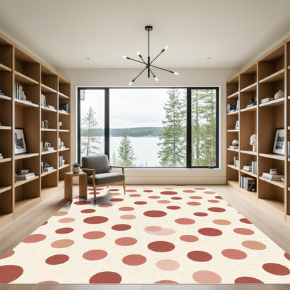 Terracotta And Blush Polka Dot Rug