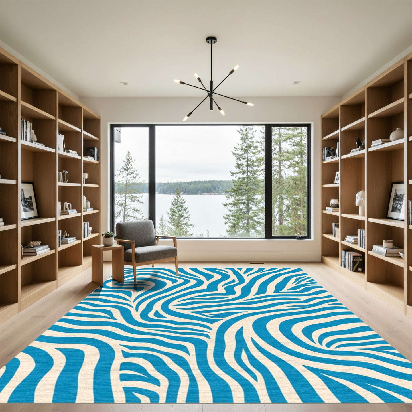 Bold Teal Zebra Stripes Rug
