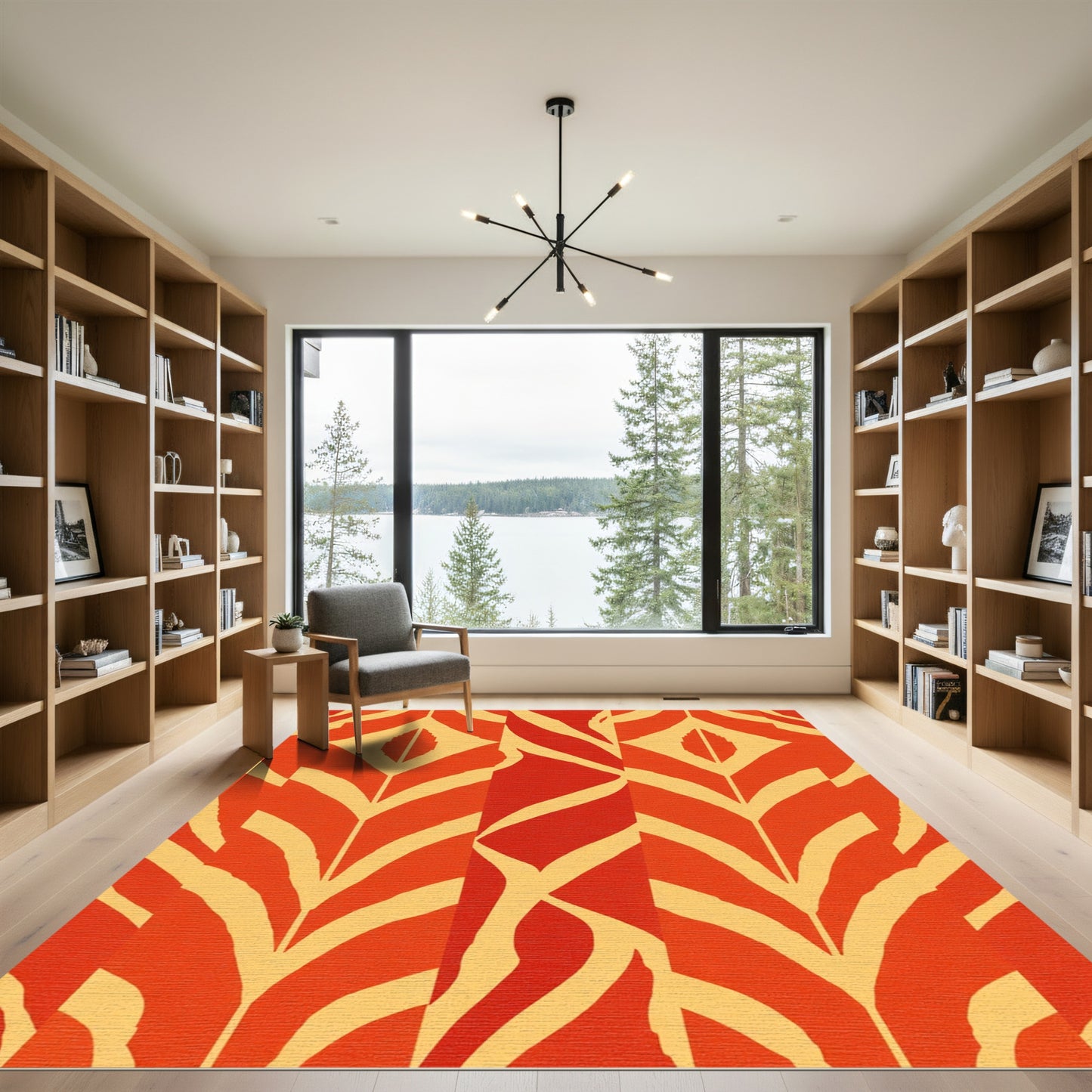 Bold Orange Red Abstract Stripe Rug