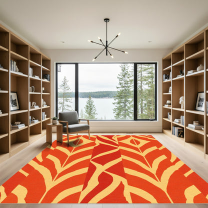 Bold Orange Red Abstract Stripe Rug