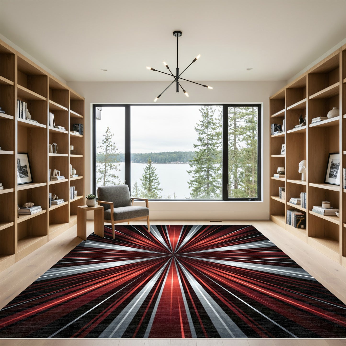 Radiant Red Metallic Burst Rug