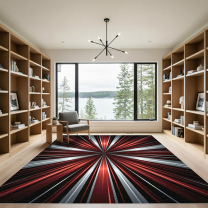 Radiant Red Metallic Burst Rug