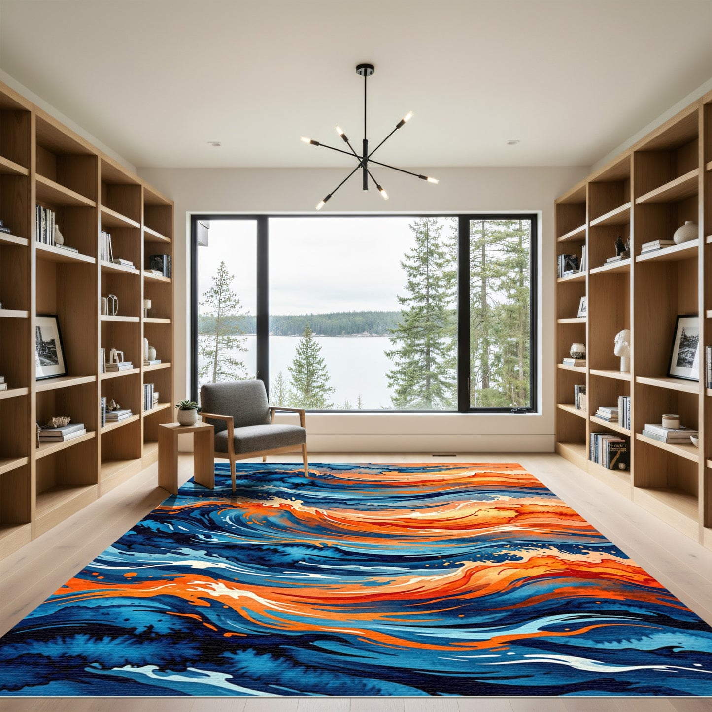 Vibrant Abstract Ocean Wave Swirl Rug