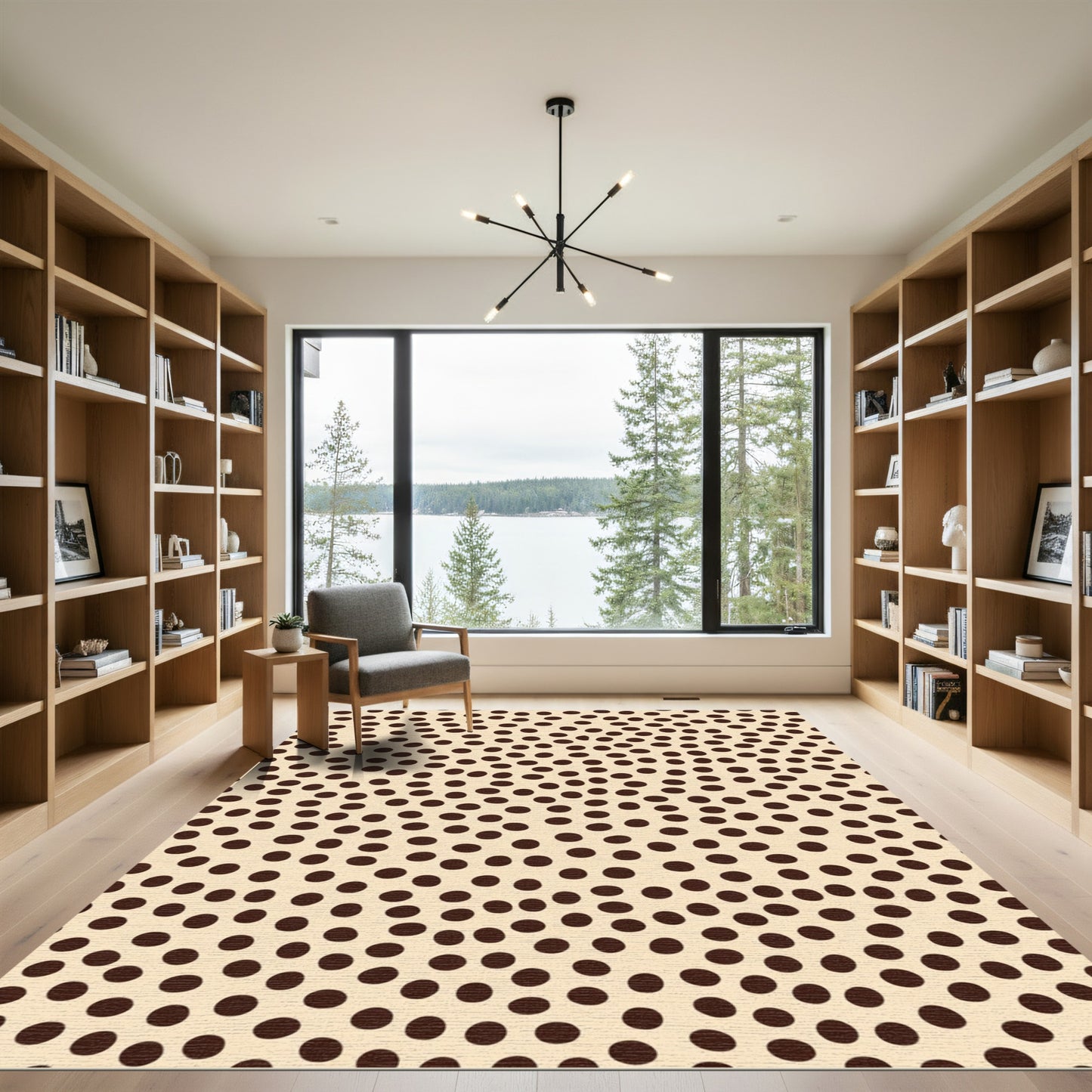 Creamy Beige Polka Dot Circles Rug