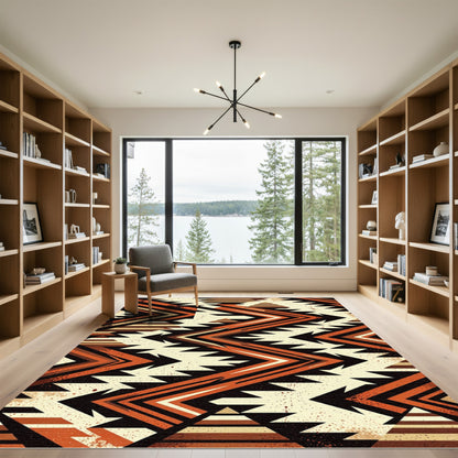 Earthy Geometric Zigzag Southwestern Accent Rug