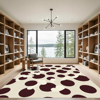Dark Crimson Polka Dot Cloud Rug