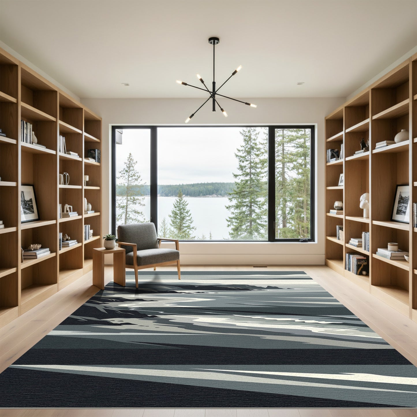Monochromatic Coastal Cliffs Horizon Rug