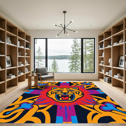 Bold Orange Tiger Roaring Sun Rug