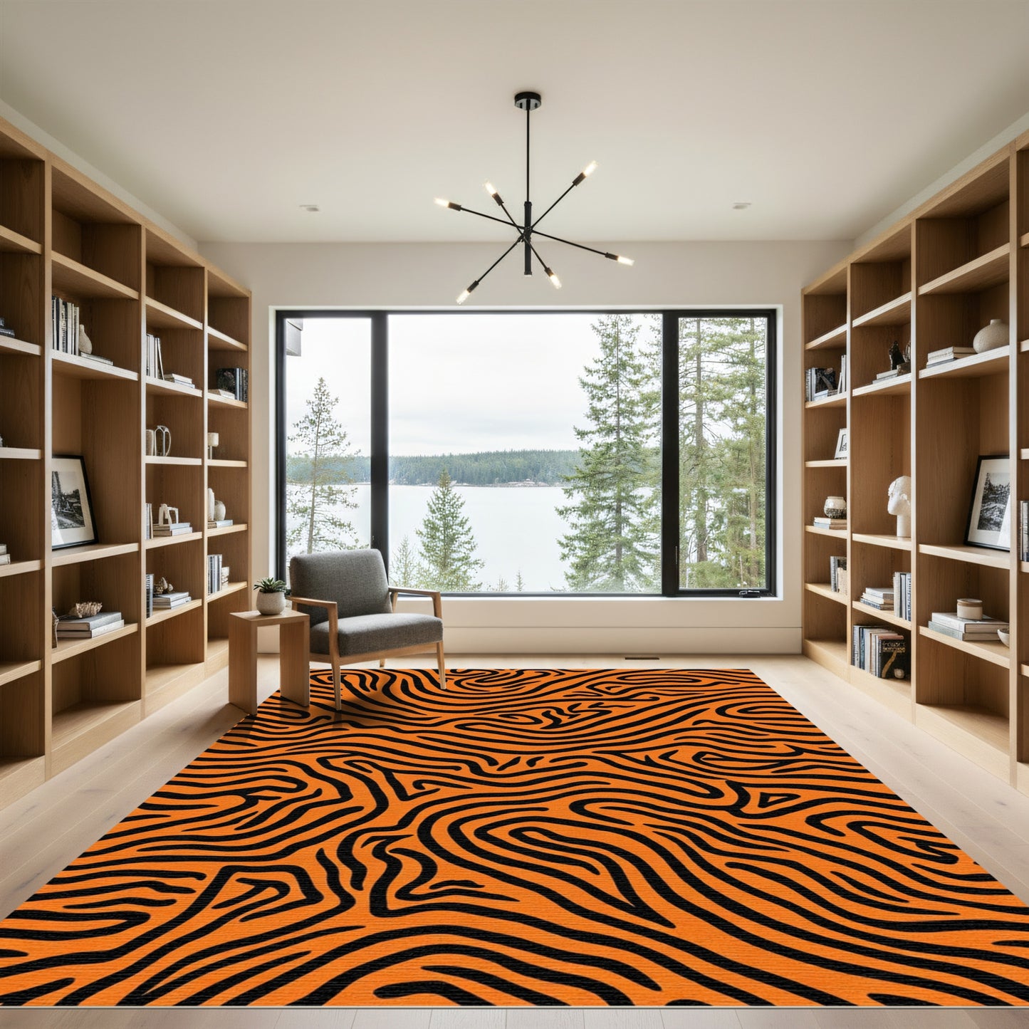 Bold Orange Black Zebra Stripes Rug