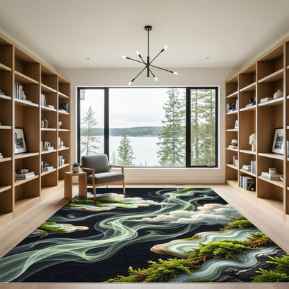 Ethereal Green Smoke Agate Islands Rug