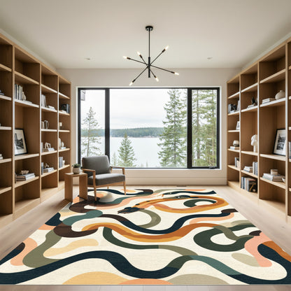 Winding Serpent Abstract Mid Century Modern Rug