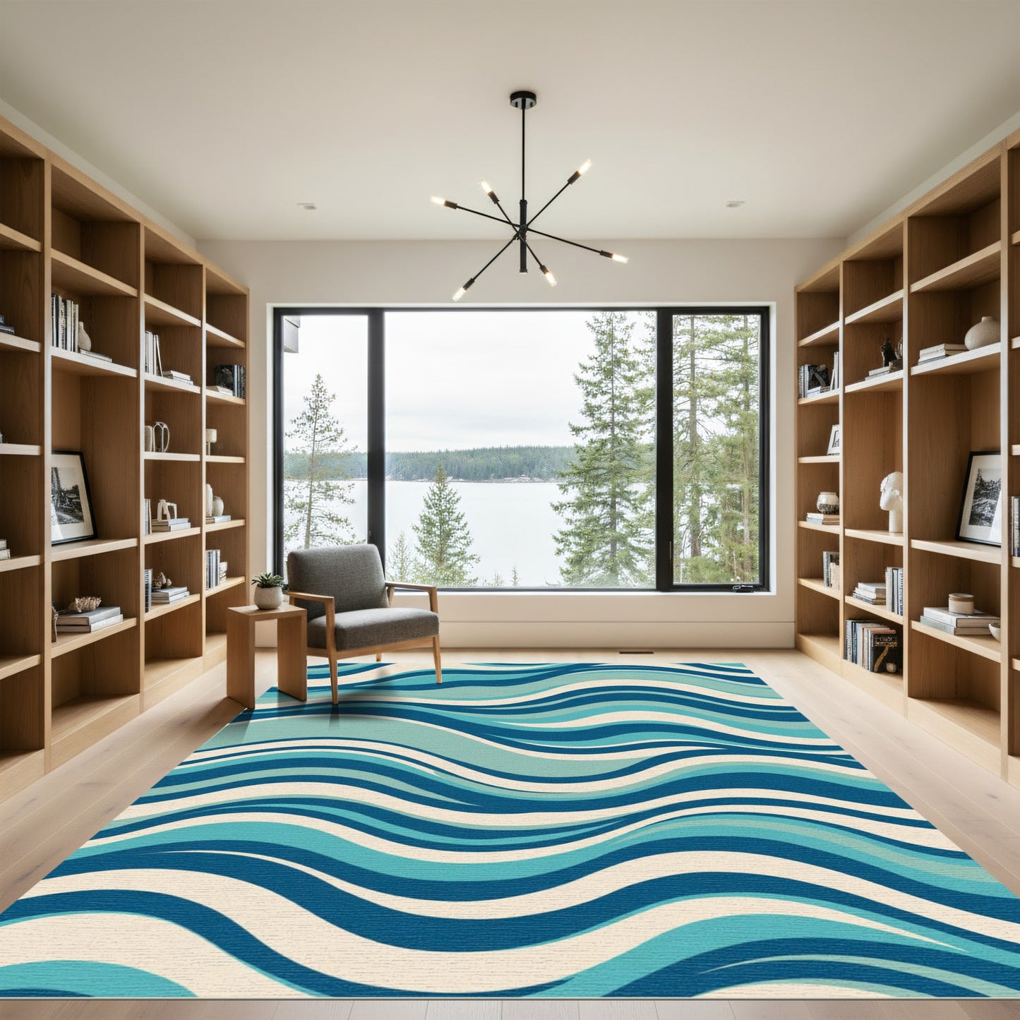 Coastal Ocean Wave Swirl Rug