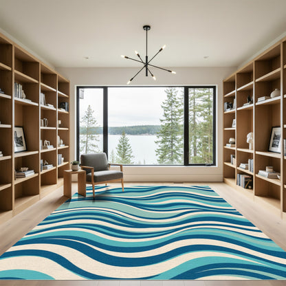 Coastal Ocean Wave Swirl Rug