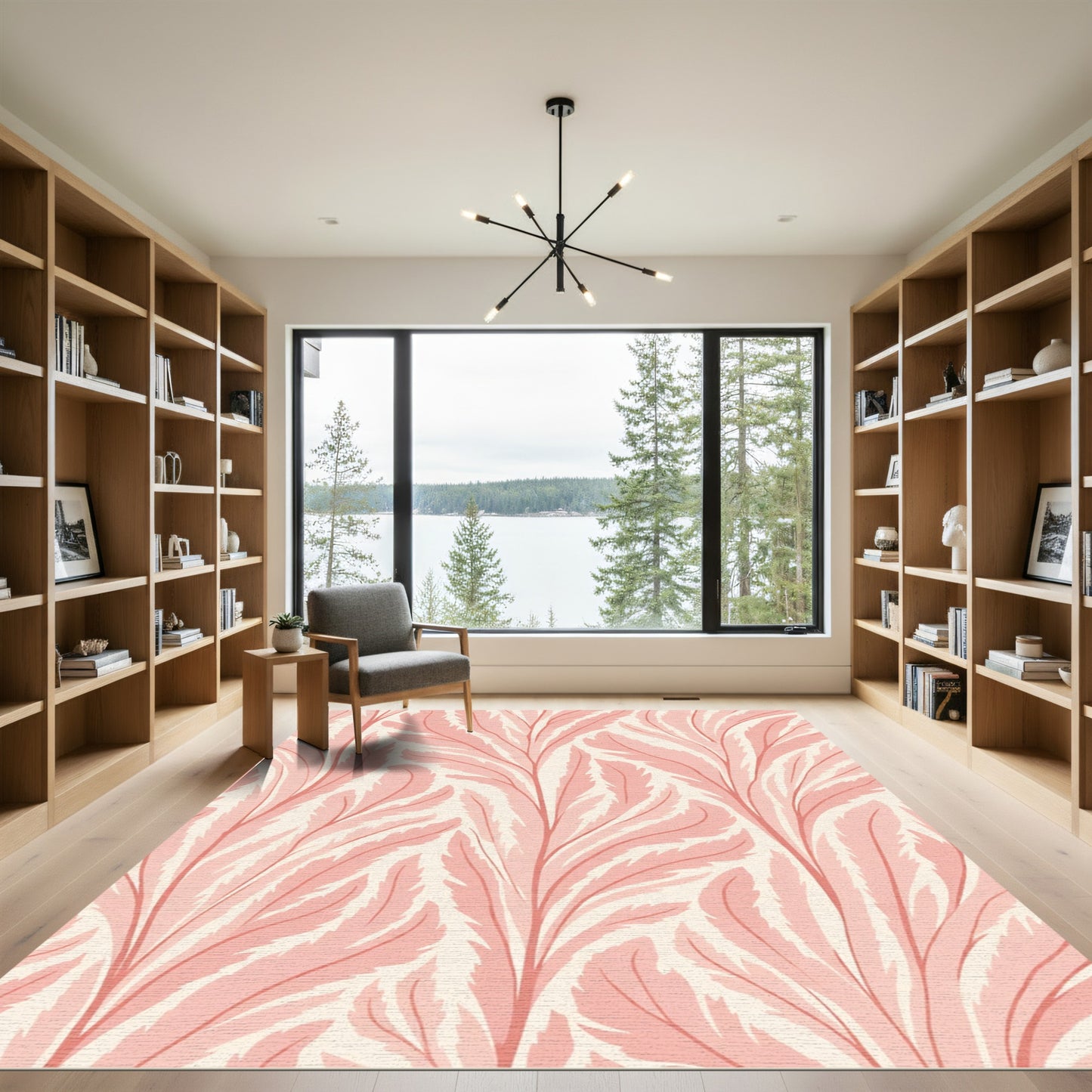 Soft Coral Feather Allover Rug