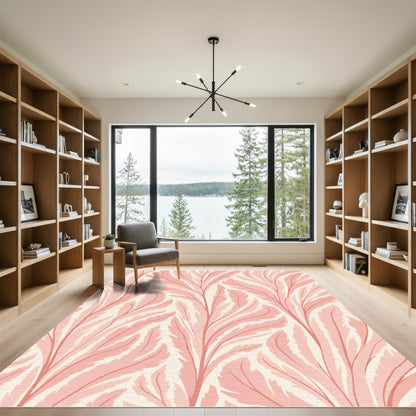 Soft Coral Feather Allover Rug