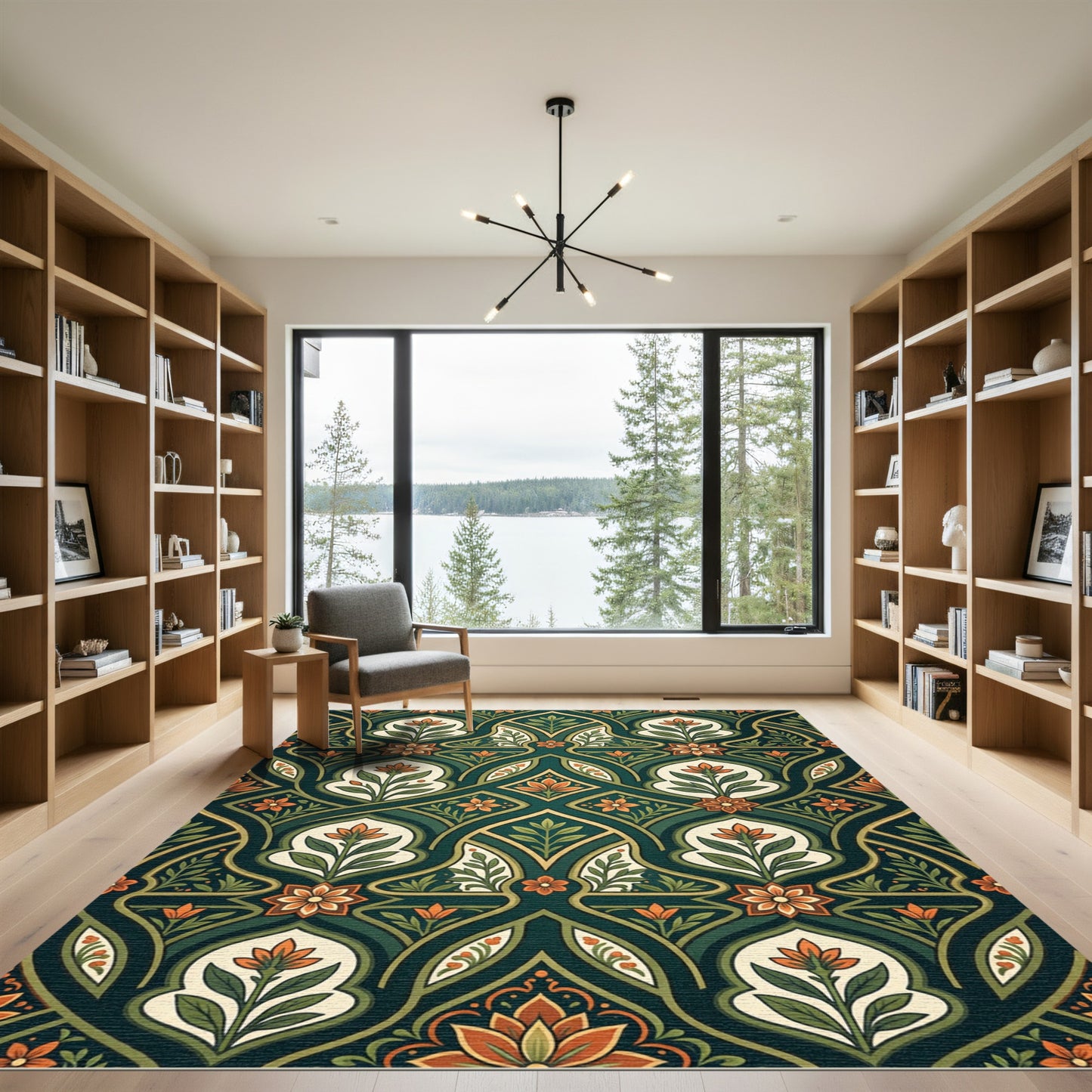 Emerald Verdant Floral Ornate Archwork Rug