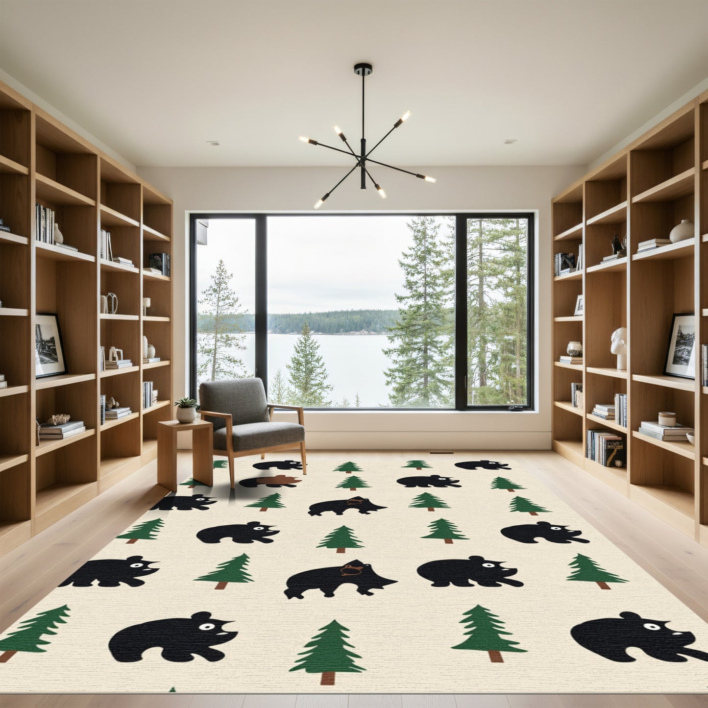 Whimsical Black Bear Forest Repeat Rug