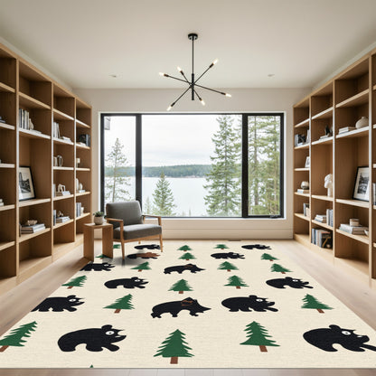 Whimsical Black Bear Forest Repeat Rug