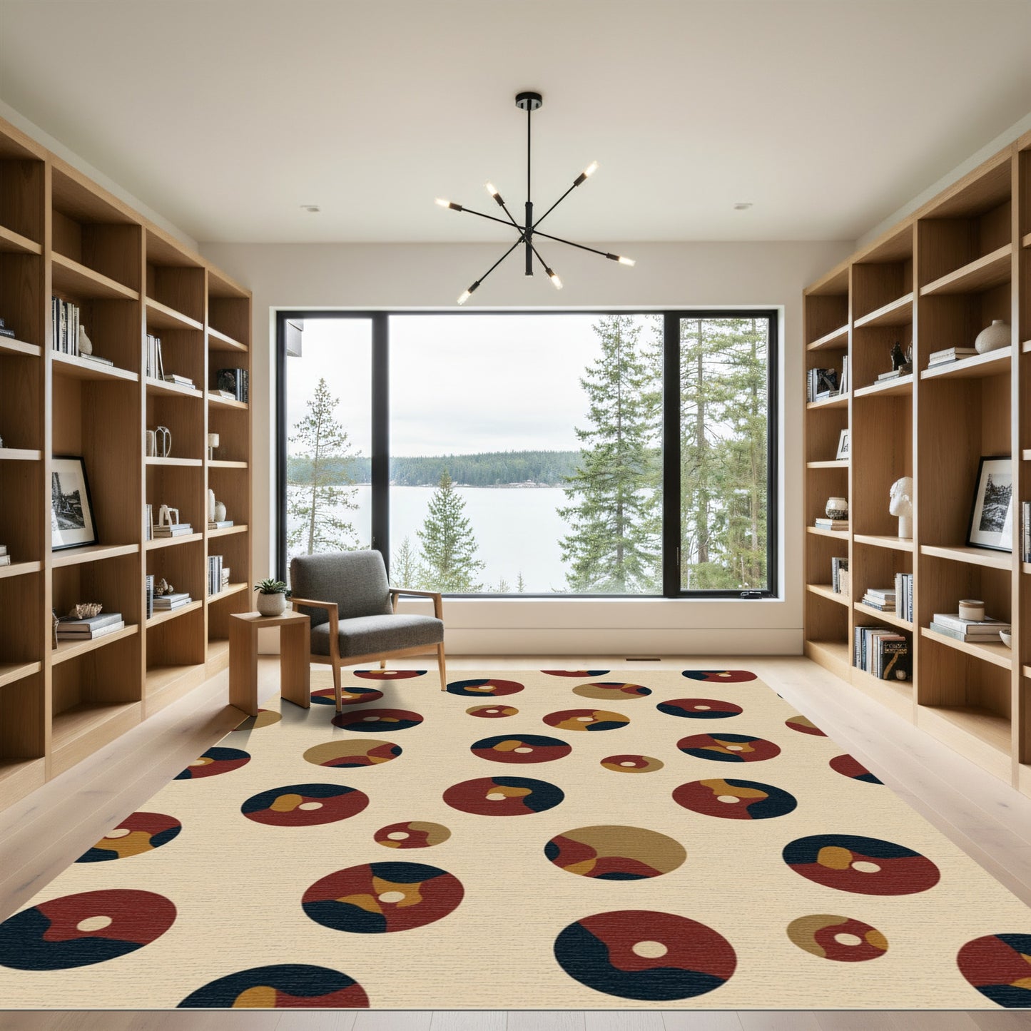 Terracotta Navy Abstract Circles Rug